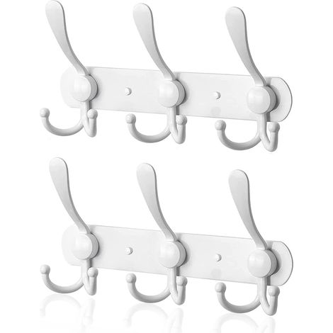 Porte Manteau Mural en Acier Inoxydable, Patères Manteaux Crochet pour Serviettes Peignoirs (Blanc, 9 Crochets, 2pcs) Blanc 2pcs'Blanc 9 Crochets, 2pcs (1/5)