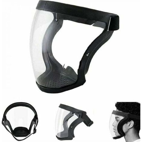 Écrans Faciaux Anti-buée. Écran Facial Super Protecteur Anti-poussière Visage Intégral Masque De Protection De Sécurité Transparent Noir