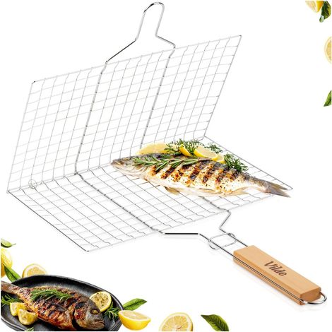 Griglia per carne, pesce e verdure, cestello in acciaio chiuso, 34x22 cm (1/5)