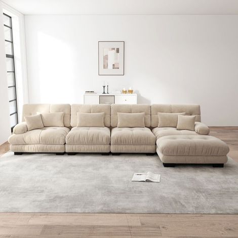 Canapé - Cloud Couch - 4 places - Modulable - Chenille vintage marron clair (1/5)