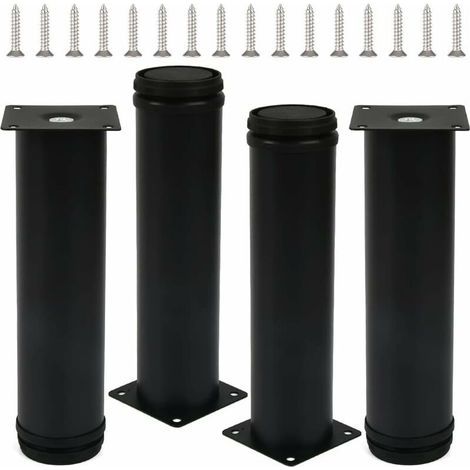 4pcs pieds de meubles pieds réglables noirs 200 mm de hauteur pieds de meuble en acier inoxydable pieds de table épaissis pieds de meubles pieds de meuble avec 16 vis en acier inoxydable (1/5)