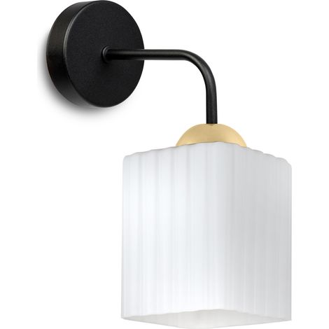 Applique murale riffle noir et or 1 pl cube blanc E27 (1/5)