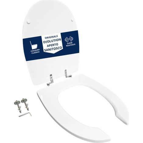 Copriwater Disabili Originale Evolution Aperto Sanitosco legno rivestito in resina poliestere bianco (1/4)
