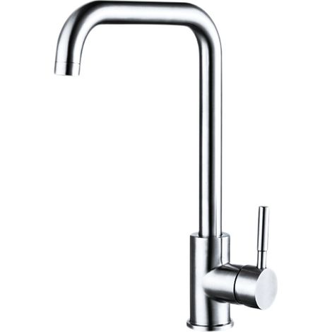 Robinet Acier Inoxydable, Mitigeur Cuisine Forme en L à 360, Pivotant, Cuisine Monolevier pour 1 Trou (1/5)