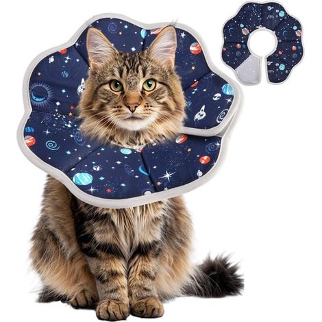 Colerette Chat Anti Lechage Anti-Puces et Anti Lechage,Imperméable, Réglable et Auto-Adhésif, Tour de Cou 18-25 cm, MatièRe Souple, Collier pour Chiens et Chats Après Une Opération Chirurgicale (1/5)