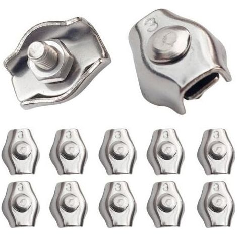 20 Pièces Pince câble métallique Serre-Câble Acier M3 Wire Rope Clips Pour Câble d’Acier 1,5mm-3 mm Serre Cable en Acier Inoxydable Pour Les Chantiers de Construction et Les Navires (1/3)