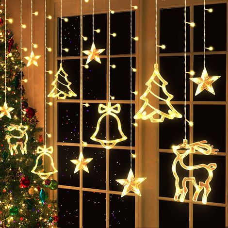 Soavoa Guirlande LED Noël 139 Lumières Étanche Rideau Lumineux avec Télécommande 8 Modes Décoration Intérieur Extérieur (1/4)