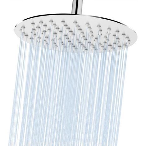 Soffione doccia rotondo argento da 20 cm (8 pollici), 1 soffione doccia per uso domestico (1/5)