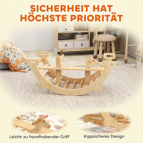 Arche d'escalade Montessori 2 en 1 en bois naturel, structure motricité pour enfants 2-4 ans, dimensions 110x52x45 cm, portique d'intérieur (1/5)