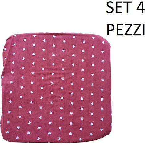 Cuscino Coprisedia Mollettone imbottito con fascia elastico ROSSO FANT.CUORE SET 4 PEZZI (1/2)
