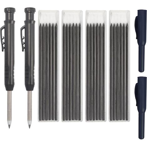 Crayon de Chantier avec 24 Recharges et 1 Taille-crayon, 2 Étuis de Protection (1/5)