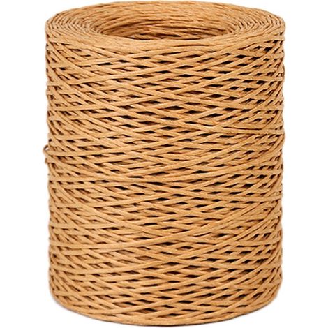 Alambre de envolver floral marrón claro de 1,0 mm, cordel de ratán de papel hecho a mano para ramos de flores (longitud: 210 m) (1/4)