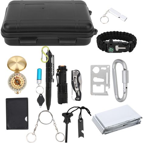 Kit de Survie 15 Pièces Multifonction pour Urgences en Plein Air - Équipement de Camping et Randonnée (1/5)