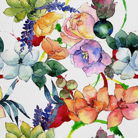 Outdoor Dekostoffe Oxford - Motiv Aquarell wilde Blumen I DX217 (1/5)