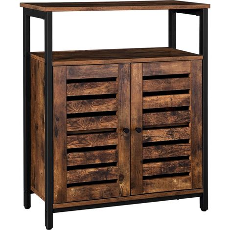 Mobile industriale, cassettiera con ripiano, ripiano stile loft marrone rustico, 70x30x80 cm, Begryf