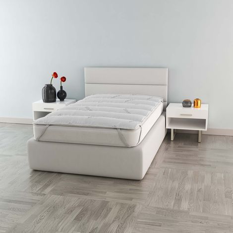 Elegant Topper Imbottito e Trapuntato Sottoposto al Trattamento Silver, Bianco, Singolo, 80x195cm (1/5)