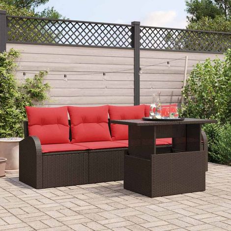 vidaXL Set Divano da Giardino 5 pcs Marrone Rattan in Polipropilene (1/5)