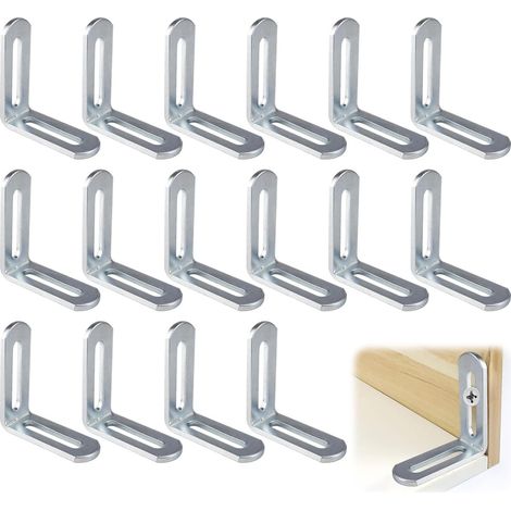 Set di 16 staffe metalliche, 49 x 49 x 18 mm, acciaio inossidabile a 90 gradi, staffe di montaggio e riparazione regolabili a forma di L, collegamenti di rinforzo (1/5)