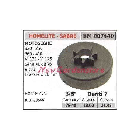 Pignone HOMELITE motore motosega 330 350 360 410 3/8' denti 7 007440