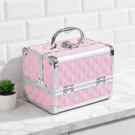Tabouret coloris rose en mDF y aluminio 20 x 15 x 15 cm (1/5)