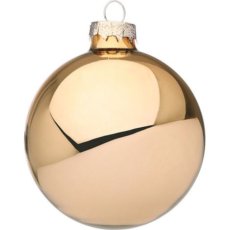 Palline in vetro "Miele Lucido" tinta unita per albero di Natale moderno -6 cm - 6 sfere