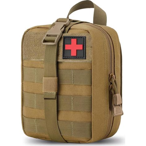trousse de secours poche molle militaire pochette Sac tactique EDC pour la randonnée en plein air, le camping, la survie et les voyages (Kaki) (1/5)