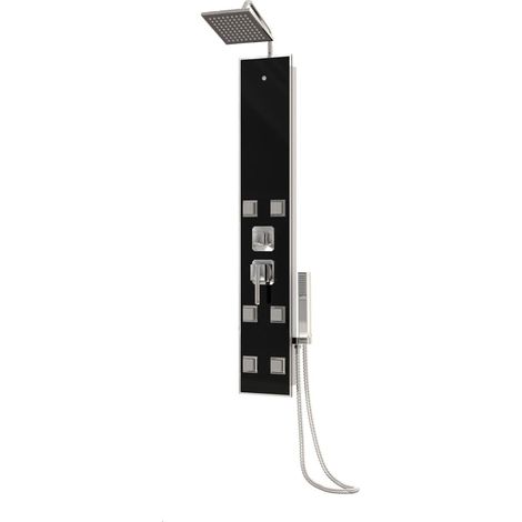 Panneau de douche pomme de douche robinet verre acier inoxydable 130 cm noir