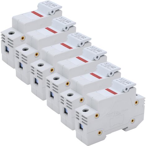 Lot de 6 supports fusibles RT18-63X sur rail DIN avec témoin LED pour RO16 14x51mm 63A 500-690V 1P (1/5)