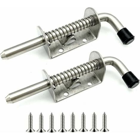 Serrure de porte de Garage en acier inoxydable, 2 pièces, boulon de verrouillage à ressort, boulon de porte en acier, adapté à la porte de garage, abri de jardin (128mm) (1/4)