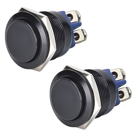 Boutons Démarrage Rond, 16mm Commutateur Poussoir Acier Inox Noir Voiture Bouton pression, usage industriel, diamètre 16mm, métal durable, tableau bord compatible, contact maintenu (1/5)