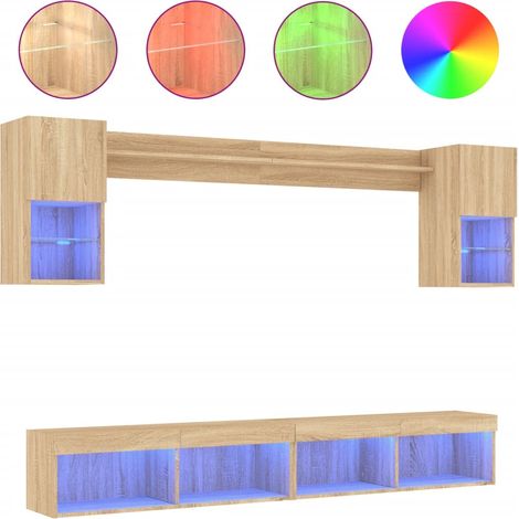 Maison Exclusive - 6-tlg. Wohnwand mit LED-Beleuchtung Sonoma-Eic