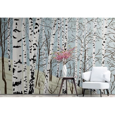 Papier Peint Forêt - Bouleaux d'Hiver - 150 x 250 cm (1/2)