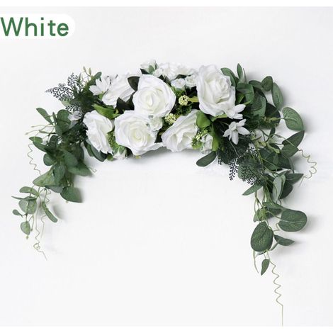 Arche décorative de fleurs artificielles réalistes blanches, 70 x 20 cm-AquaForge (1/5)