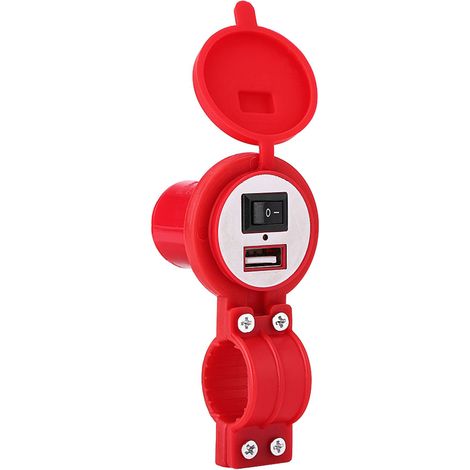 Prise chargeur USB universelle moto étanche rouge pour téléphone mobile port d'alimentation (1/5)