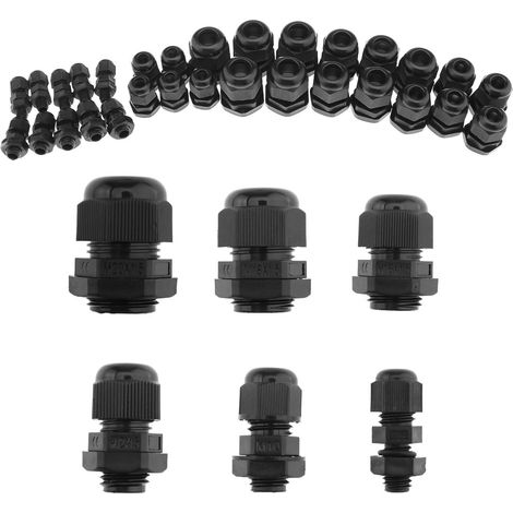 30pcs Kit de Presse-étoupe en Nylon Connecteur étanche M8-M20 Couvercle d'étanchéité IP68 Écrou de Verrouillage Réglable 3mm-12mm Câble Fil de Glande Farce Maison Jardin Eclairage Extérieur (1/5)