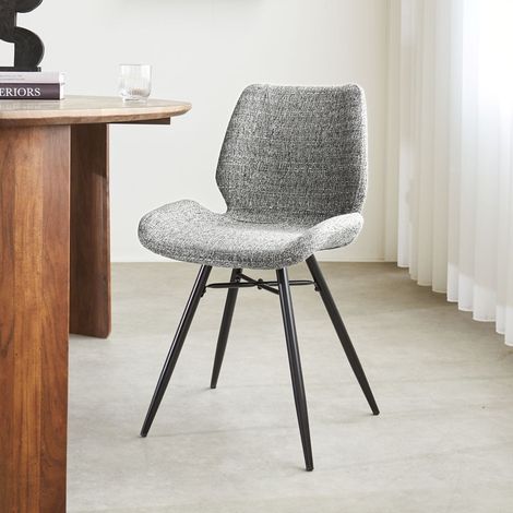 Beau Chaise de Salle à Manger Grise en Tissu Chenille - Sans (1/5)