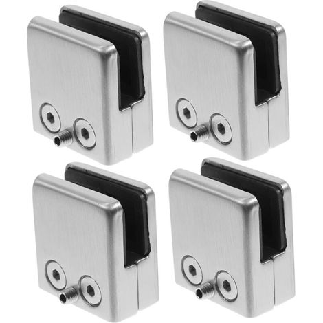 Lot de 4 pinces à verre de 8 à 10 mm, clips en acier inoxydable pour fixer du verre carré de 9 à 12 mm, adaptées aux rampes d'escalier.