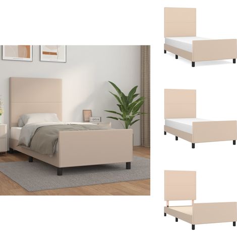 Bettgestell mit Kopfteil Cappuccino-Braun 90x190 cm Kunstleder - Bettgestell Mit Kopfteil - Bettgestelle Mit Kopfteile - Bett Mit Kopfteil - Bettrahmen Mit Kopfteil (1/5)