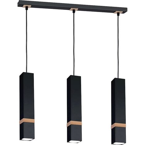 Lampadario sospeso Milagro Vidar nero legno 3xGU10 35W (1/5)