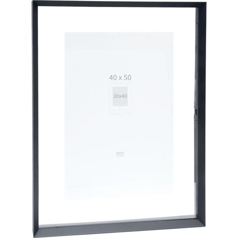 Cadre photo entre deux verres bord noir aluminium pour format jusqu'à 40x50cm S028K2 à accrocher (1/5)