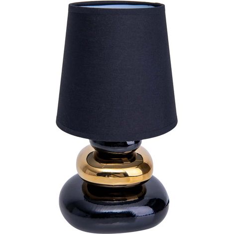 Tischleuchte Beistelllampe Schreibtischlampe Schwarz-Gold Schlafzimmerlampe