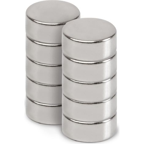 MAUL Magnete al neodimio – Magnete piatto ad alta aderenza per un uso versatile – Magnete rotondo dal design elegante e moderno – Diametro 12 x 5 mm – 10 pezzi – Argento chiaro (1/5)