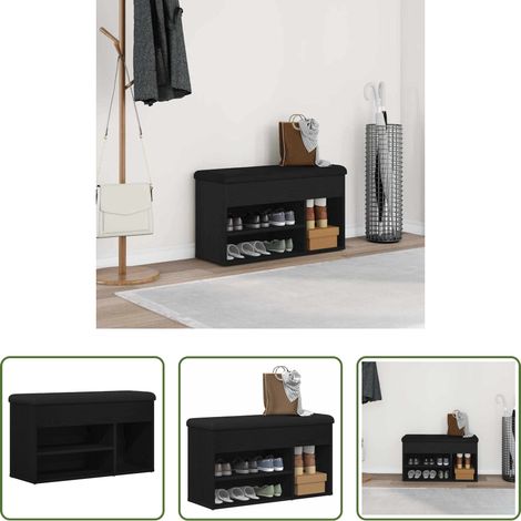Schuhregal - Schuhbank mit Regal Schwarz 80 x 30 x 45 cm Holzwerkstoff (1/5)