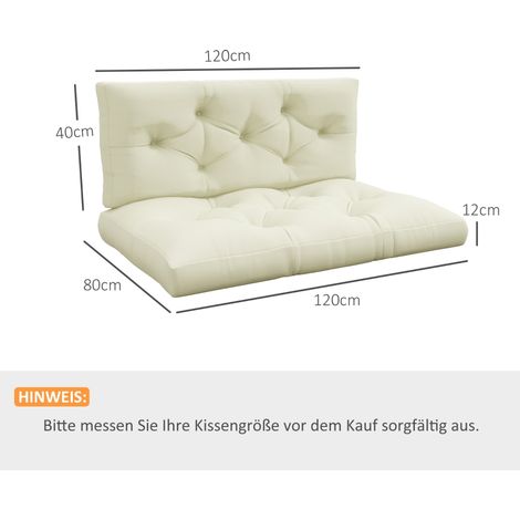 Coussin de siège matelassé crème, 120x80x12 cm, rembourrage épais pour chaise et banc, assise confortable en coton, garniture moelleuse, housse amovible, lot unique, ton ivoire (1/5)