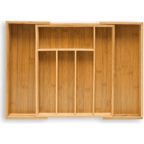 Organiseur de tiroir extensible en bambou 5x29-48x34 cm 5 compartiments modulables Pour cuisine et salle de bain Résistant à l'humidité (1/5)