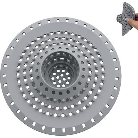 Shower Hair Catcher Strainer with Pressure Protection Silicone Sink Plug for Bathroom Universal Accessory for Bathtub Kitchen (1/5)