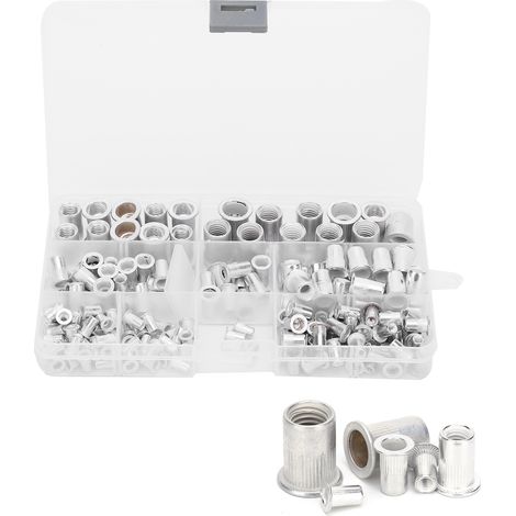 165 pièces / boîte - Kit d'écrous à sertir en aluminium M3 / 4 / 5 / 6 / 8 / 10