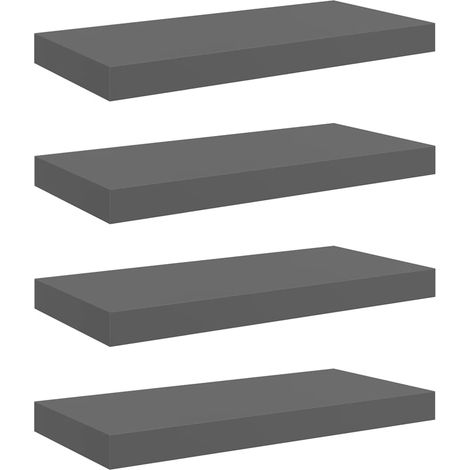 Maison Exclusive - Schweberegale 4 Stk. Hochglanz-Grau 50x23x3,8