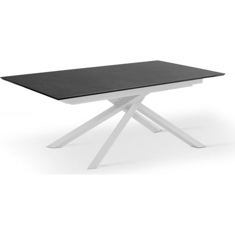 Mesa Extensible - Xavier - HPL Negro/Aluminio Blanco - 90cm x 170/270cm x 76cm (1/3)