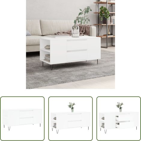 Wohnzimmerbeistelltisch - Couchtisch Weiß 102x44,5x50 cm Holzwerkstoff (1/5)